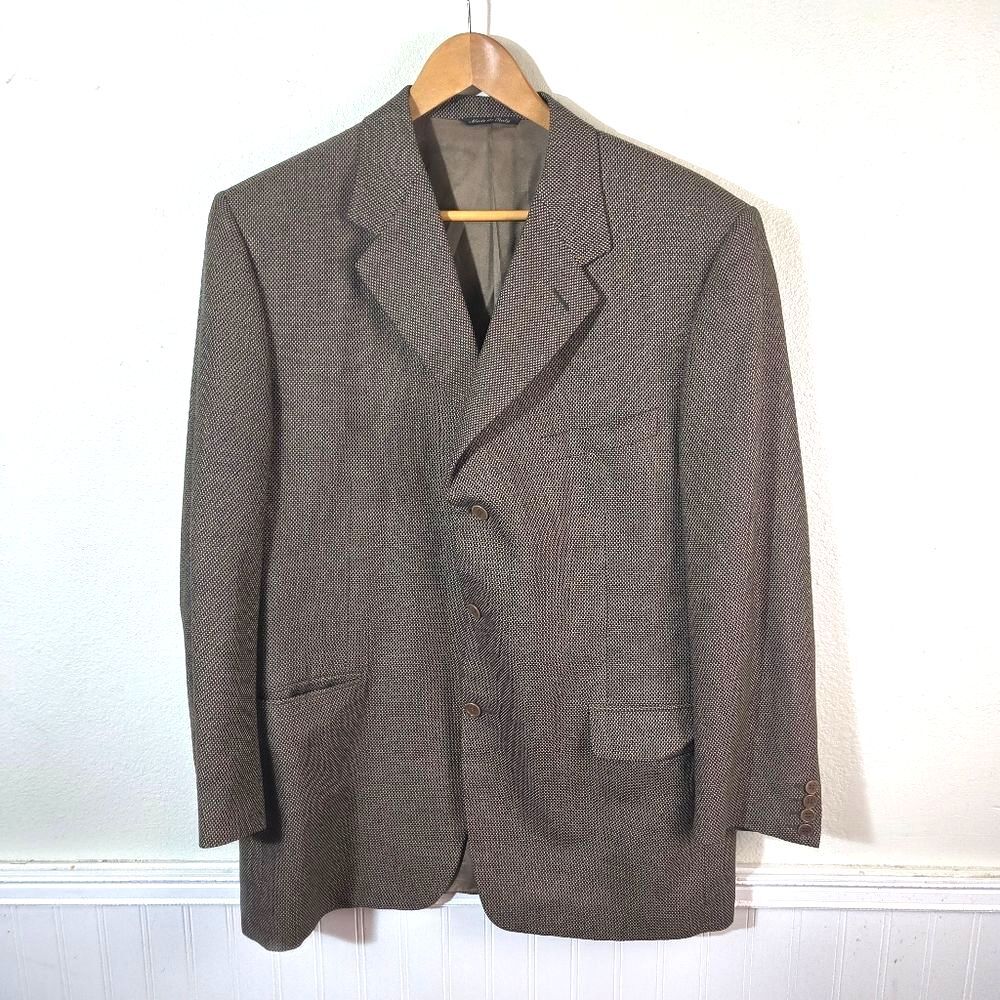 Vintage Canali Bloomingdale’s Silk Wool 3 Button Blazer Jacket Mens 56R